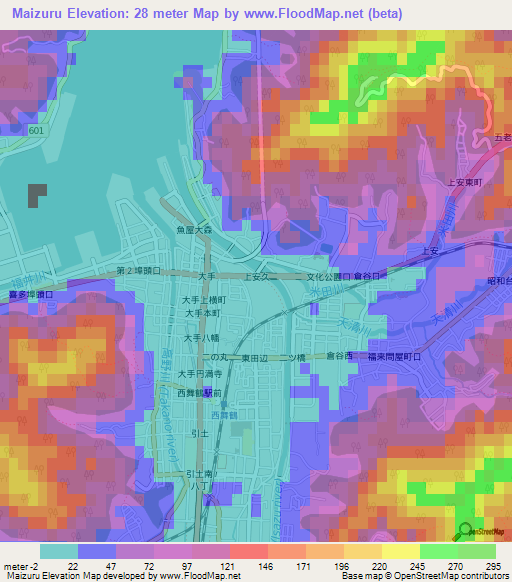 Maizuru,Japan Elevation Map