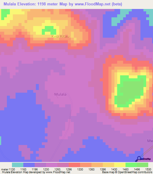Mulala,Kenya Elevation Map