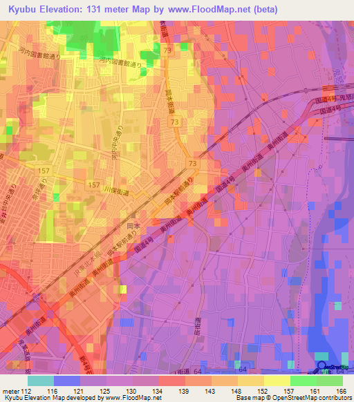 Kyubu,Japan Elevation Map