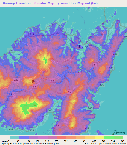 Kyoragi,Japan Elevation Map