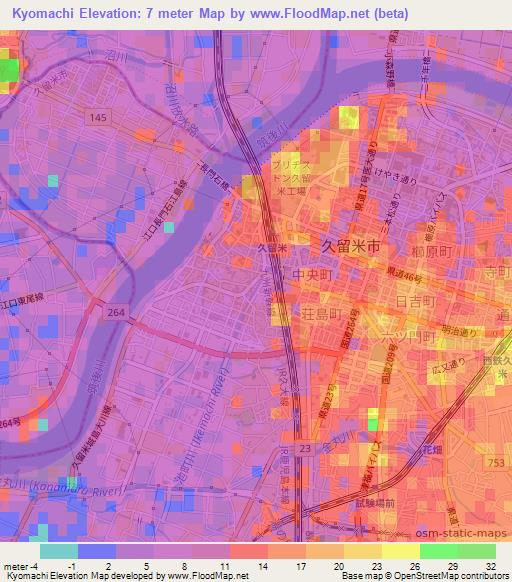 Kyomachi,Japan Elevation Map