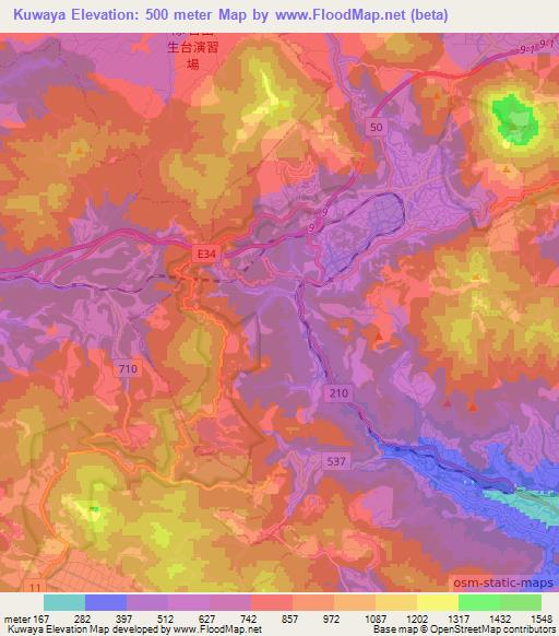 Kuwaya,Japan Elevation Map