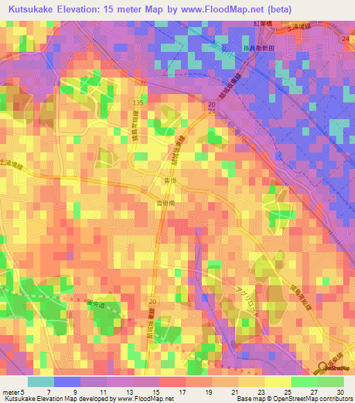 Kutsukake,Japan Elevation Map
