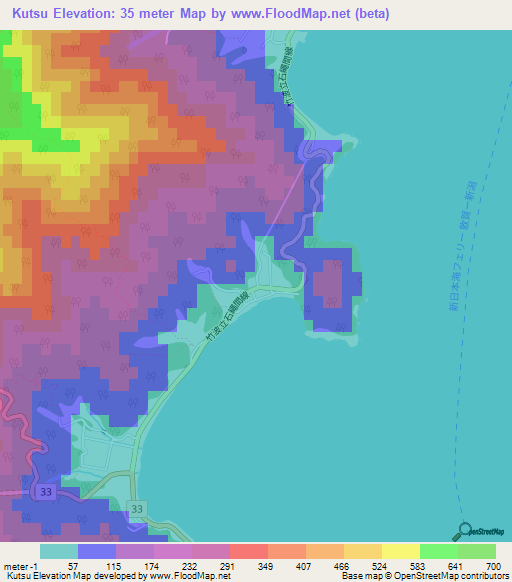 Kutsu,Japan Elevation Map