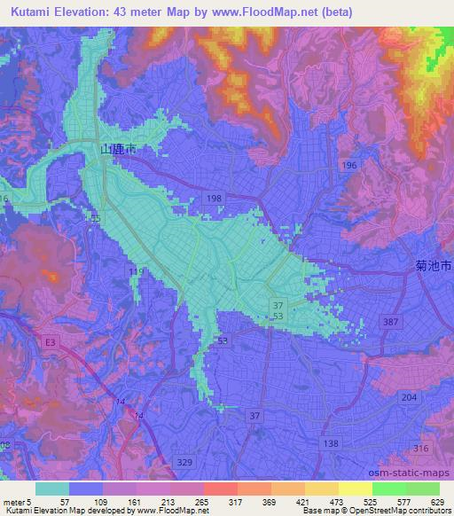 Kutami,Japan Elevation Map