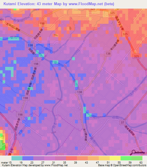 Kutami,Japan Elevation Map