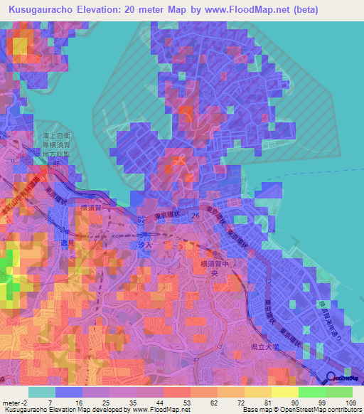 Kusugauracho,Japan Elevation Map