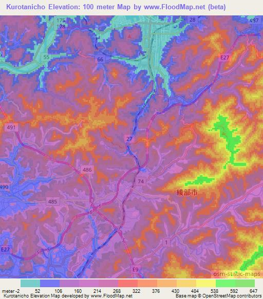 Kurotanicho,Japan Elevation Map