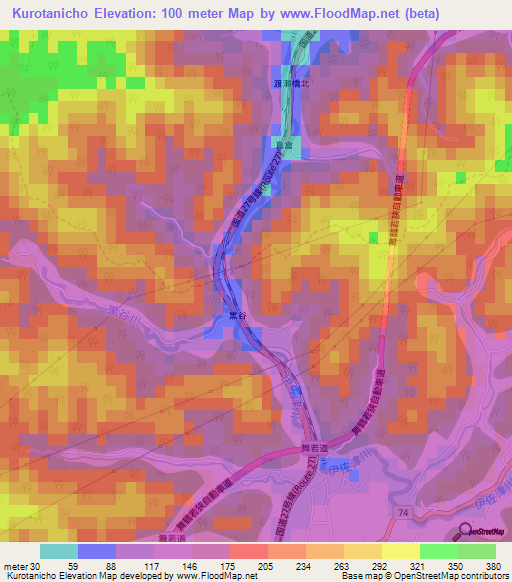 Kurotanicho,Japan Elevation Map