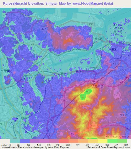 Kurosakimachi,Japan Elevation Map