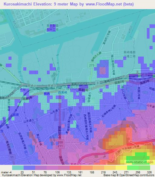Kurosakimachi,Japan Elevation Map