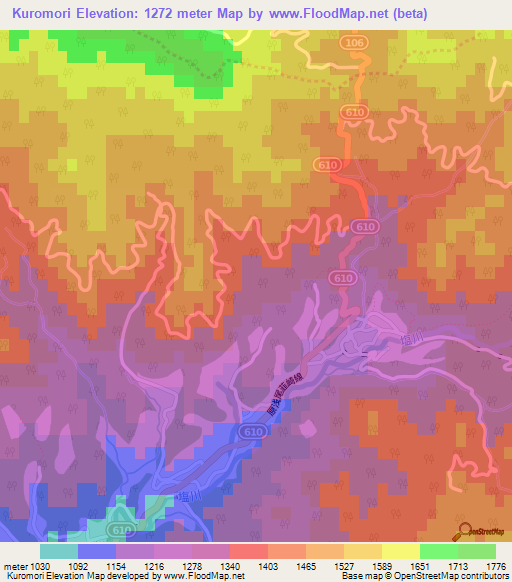 Kuromori,Japan Elevation Map