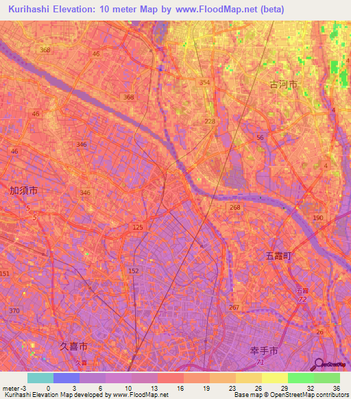 Kurihashi,Japan Elevation Map