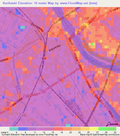 Kurihashi,Japan Elevation Map