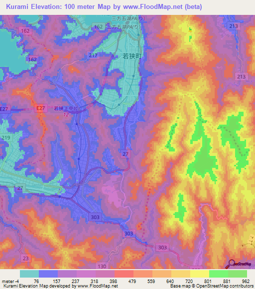 Kurami,Japan Elevation Map