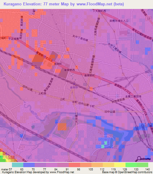 Kuragano,Japan Elevation Map