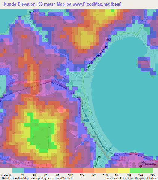 Kunda,Japan Elevation Map