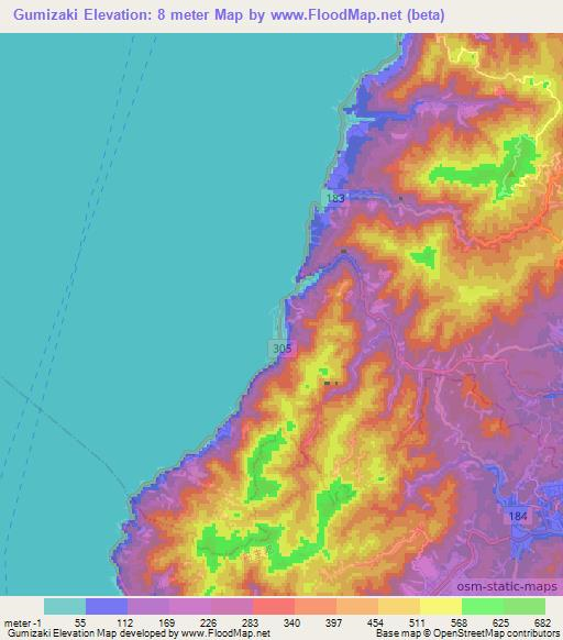 Gumizaki,Japan Elevation Map