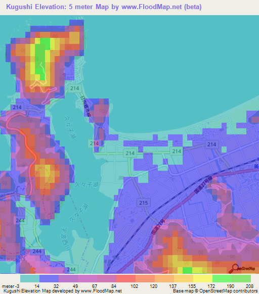 Kugushi,Japan Elevation Map