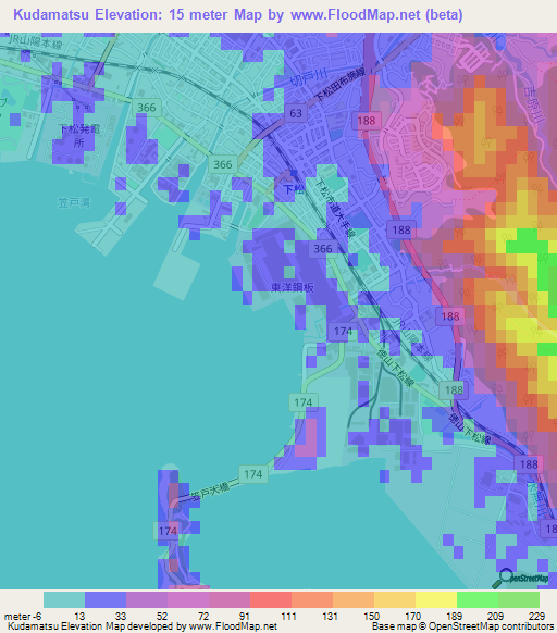 Kudamatsu,Japan Elevation Map