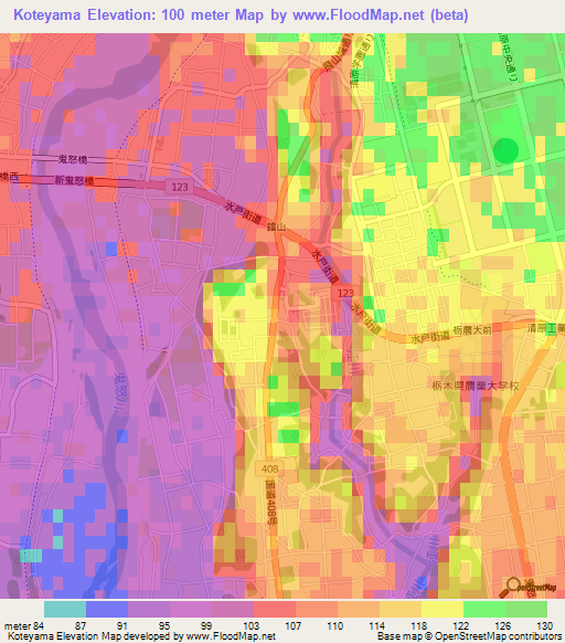 Koteyama,Japan Elevation Map