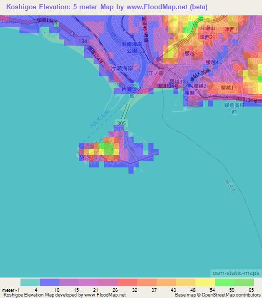 Koshigoe,Japan Elevation Map