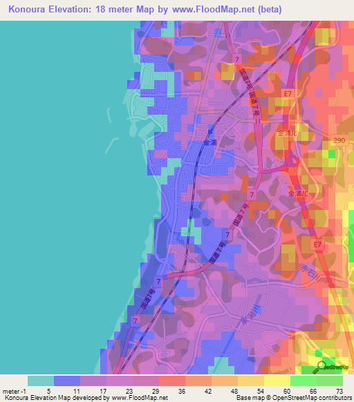 Konoura,Japan Elevation Map