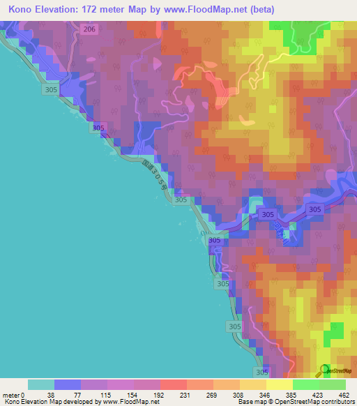 Kono,Japan Elevation Map