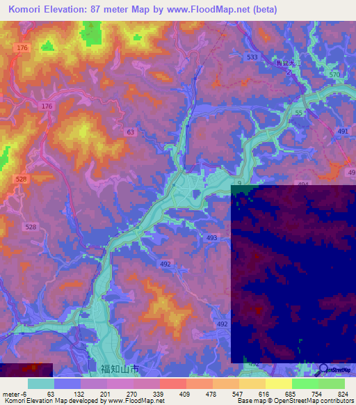 Komori,Japan Elevation Map