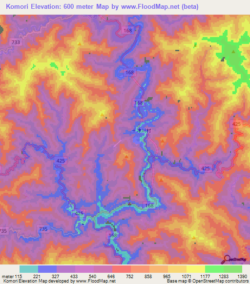 Komori,Japan Elevation Map