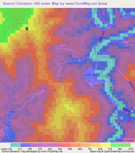 Komori,Japan Elevation Map