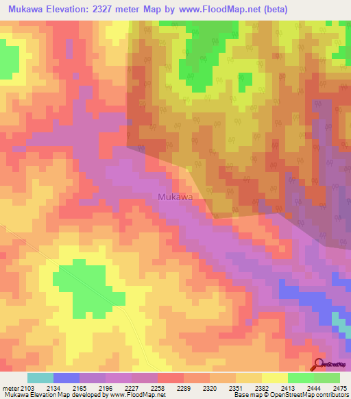 Mukawa,Kenya Elevation Map