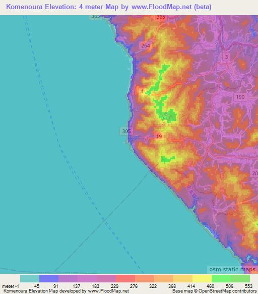Komenoura,Japan Elevation Map