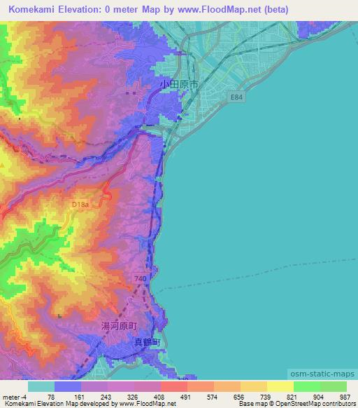 Komekami,Japan Elevation Map
