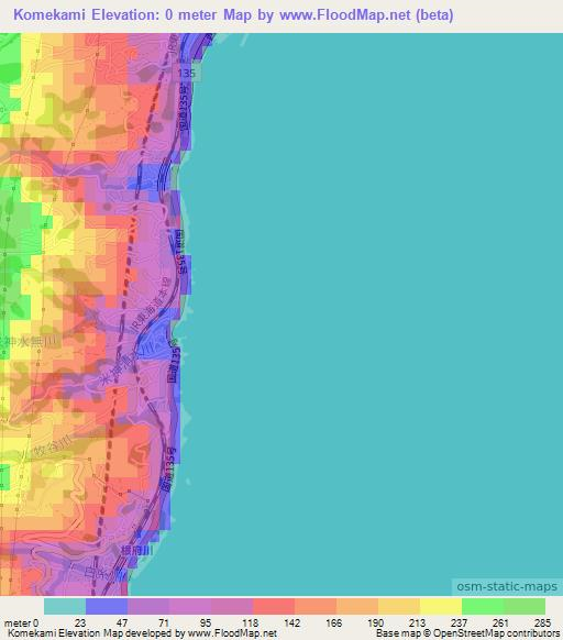 Komekami,Japan Elevation Map