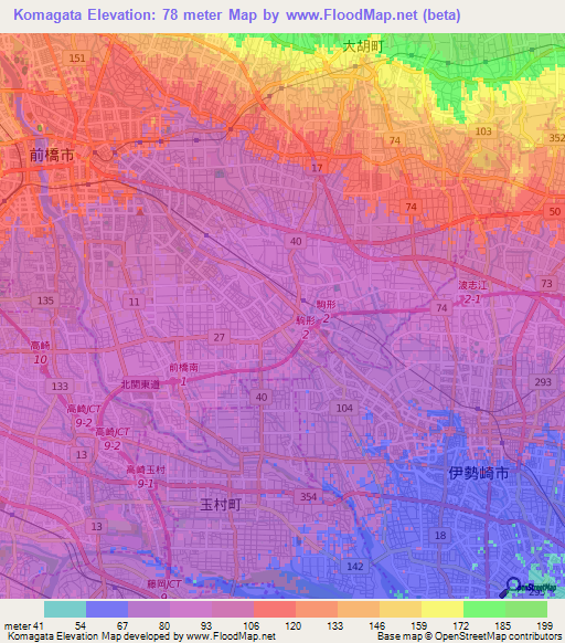 Komagata,Japan Elevation Map