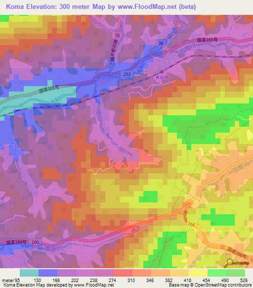 Koma,Japan Elevation Map