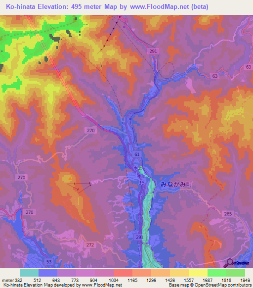 Ko-hinata,Japan Elevation Map
