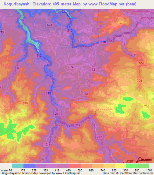 Koguribayashi,Japan Elevation Map