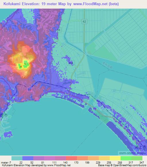 Kofukami,Japan Elevation Map