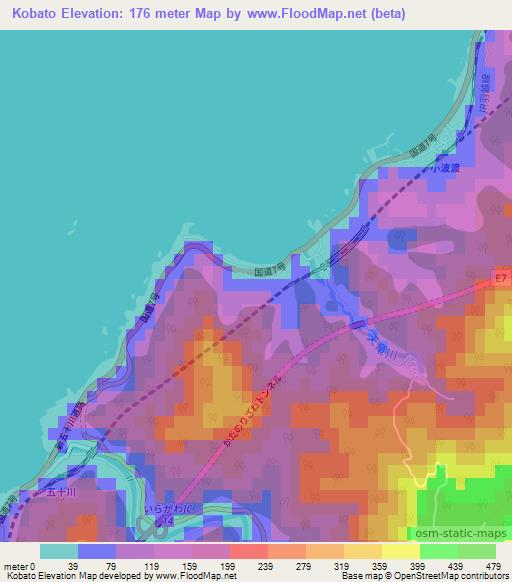 Kobato,Japan Elevation Map