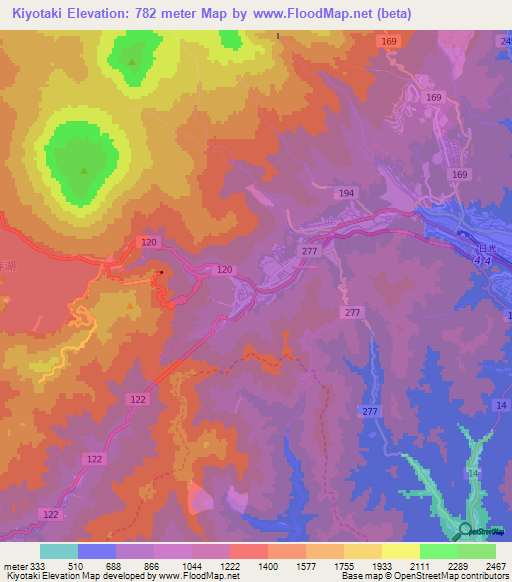 Kiyotaki,Japan Elevation Map