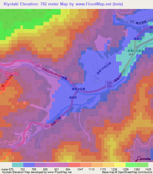 Kiyotaki,Japan Elevation Map