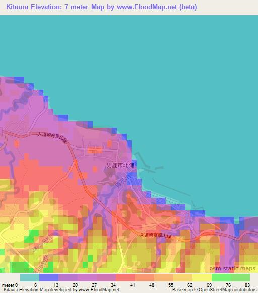 Kitaura,Japan Elevation Map