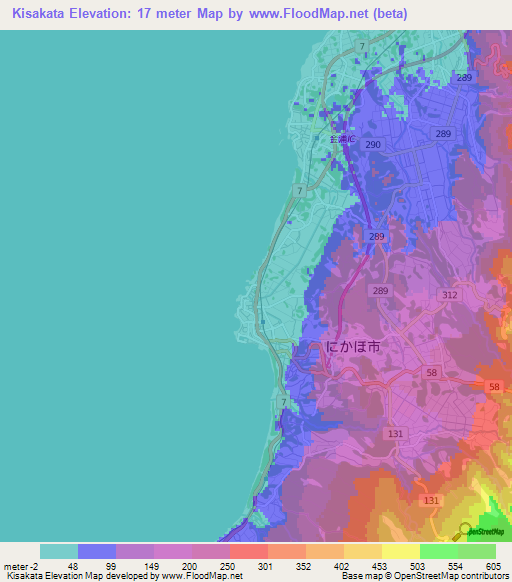 Kisakata,Japan Elevation Map