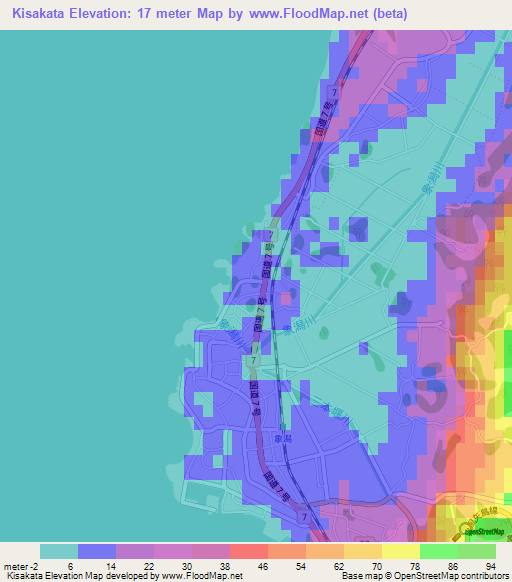 Kisakata,Japan Elevation Map