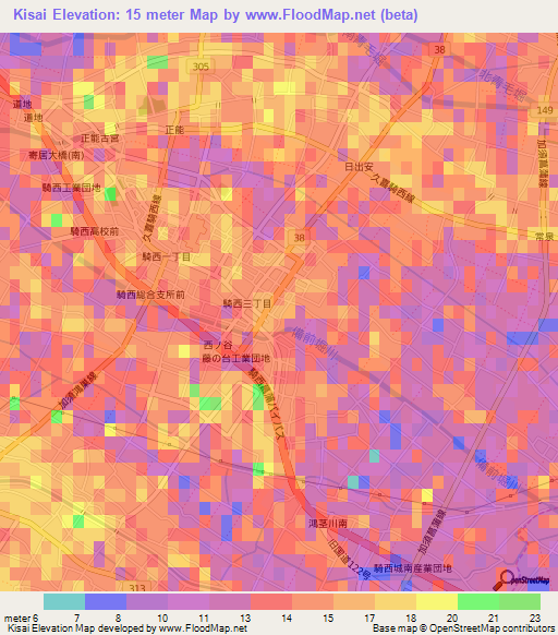 Kisai,Japan Elevation Map
