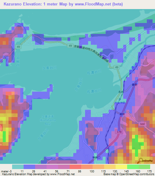 Kazurano,Japan Elevation Map