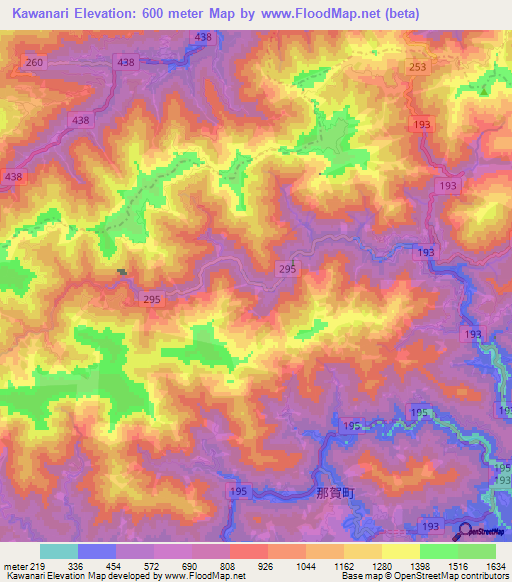 Kawanari,Japan Elevation Map