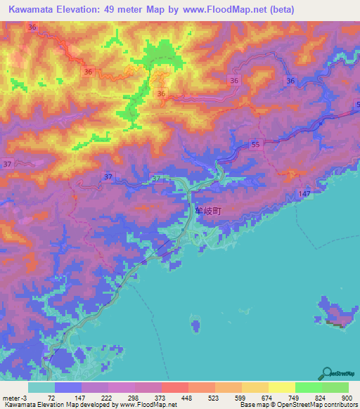Kawamata,Japan Elevation Map